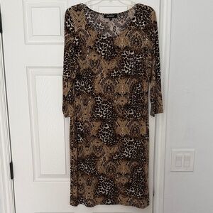 Glamour Leopard and Paisley Long Sleeve Dress